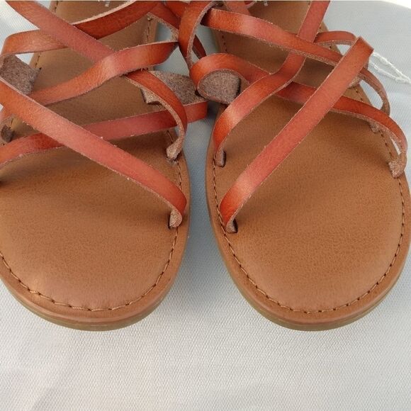 NWOT CAT & JACK Size 3 Brown Criss Cross Zip Up Sandals - Picture 8 of 9